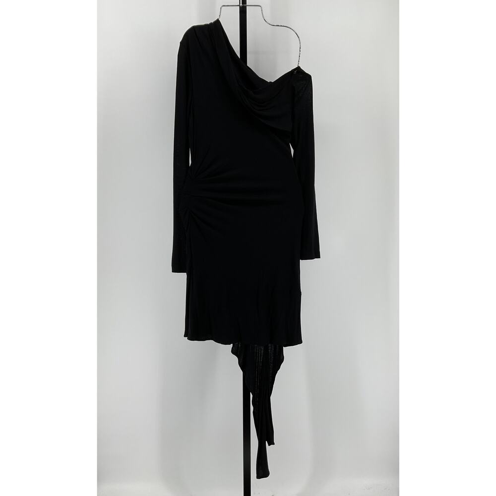 Helmut Lang 'Scala' Black Viscose Drape Mini Dres… - image 3